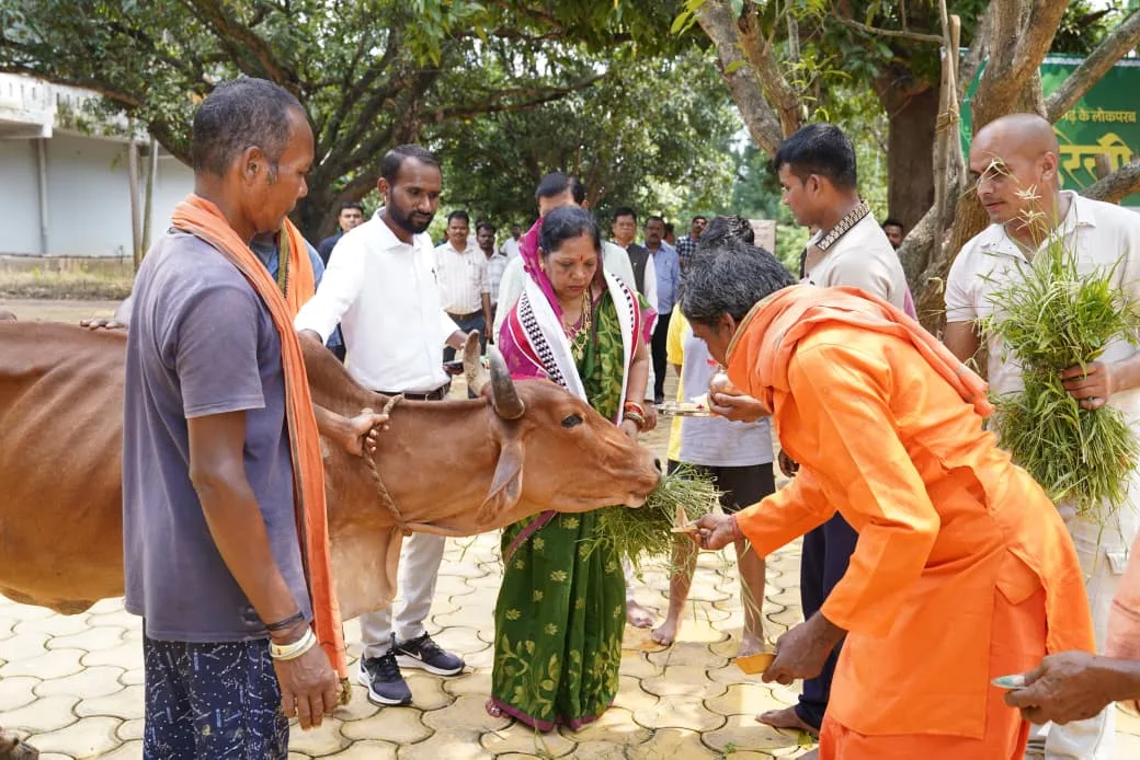 मुख्यमंत्री निवास बगिया में विधिविधान से मनाया गया हरेली तिहार, कौशल्या साय ने की पूजा-अर्चना